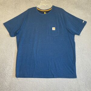 Carhartt Force Relaxed Fit Blue T-Shirt Mens 2XL Short Sleeve Pocket Work Tee
